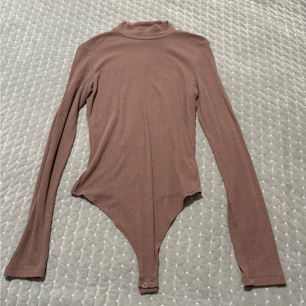 American Eagle Outfitters Brown Ribbed Bodysuit